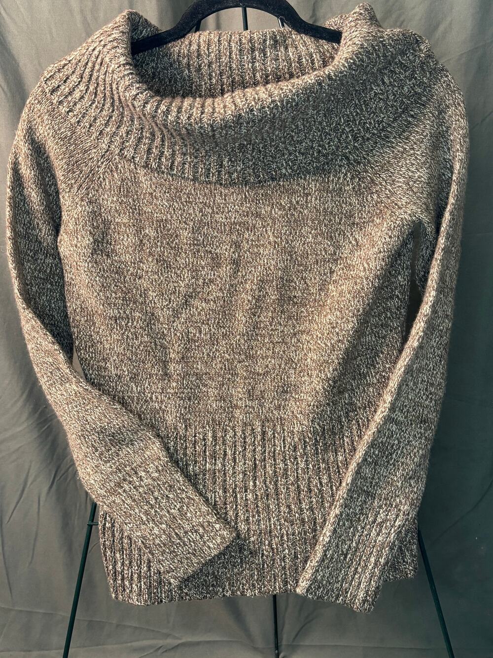 Express Women’s Marled Brown Gray Knit Cowl Neck Chunky Sweater Size Small